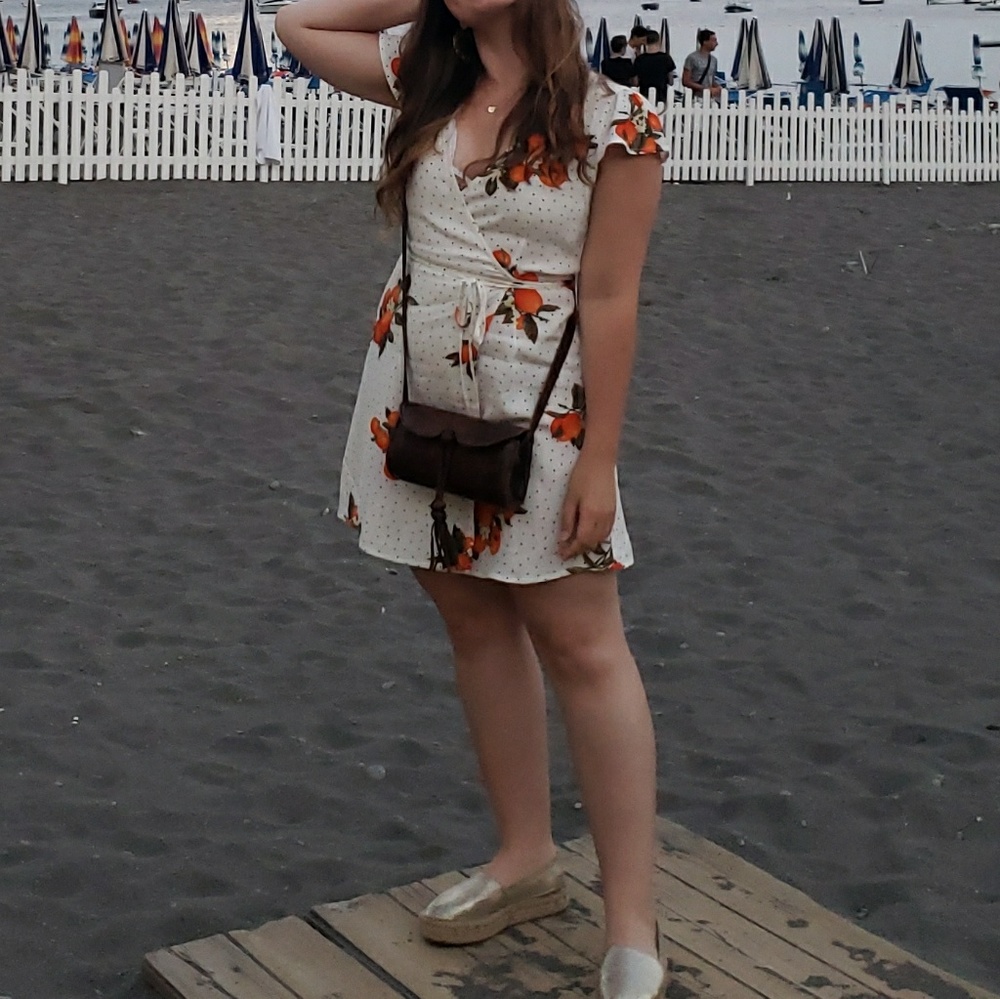 Forever 21 Orange Print Wrap Dress